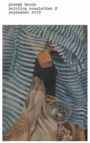 still life oil painting approaches blue stripes joseph besch
