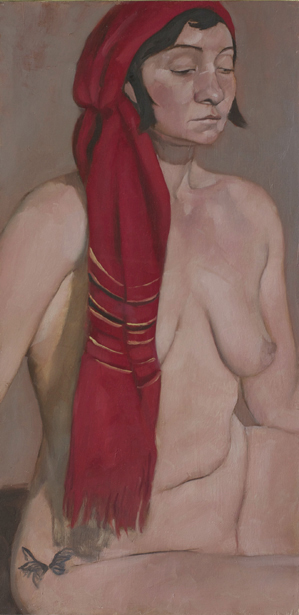 oil painting portrait nude red turbine